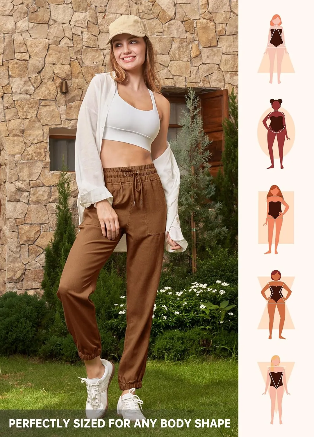 Willit Women Linen Pants Joggers Casual Lightweight Lounge Cotton Linen Travel Beach Summer Pants with Pockets 28"