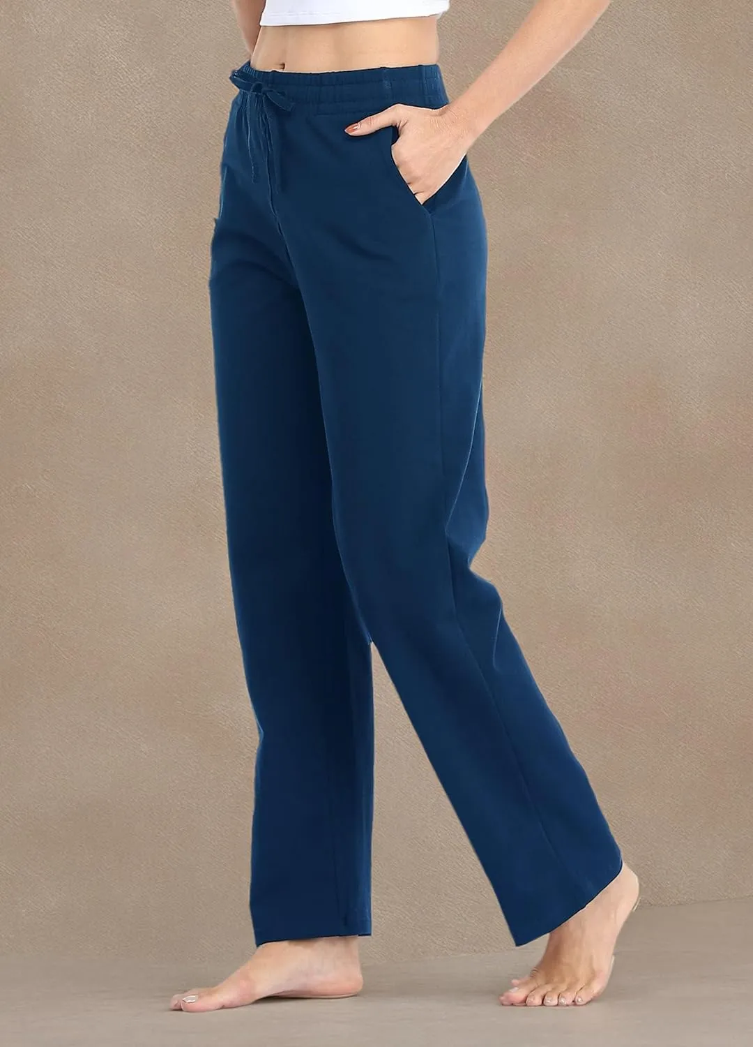 Willit Women's Cotton Sweatpants Open Bottom Yoga Sports Pants Straight Leg Lounge Athletic Pants with Pockets