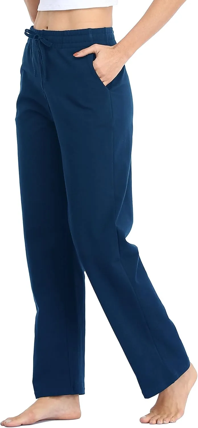 Willit Women's Cotton Sweatpants Open Bottom Yoga Sports Pants Straight Leg Lounge Athletic Pants with Pockets