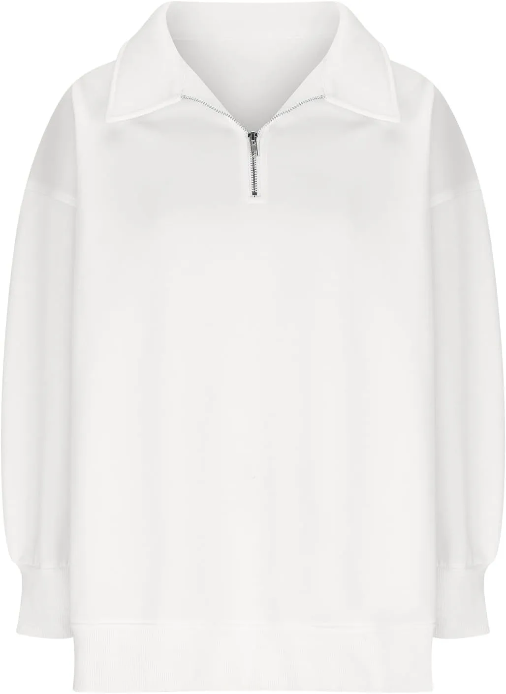 Women Casual Half Zip Oversized Sweatshirts Long Sleeve Plain Collared Hoodie Drop Shoulder Fleece Fall Pullover