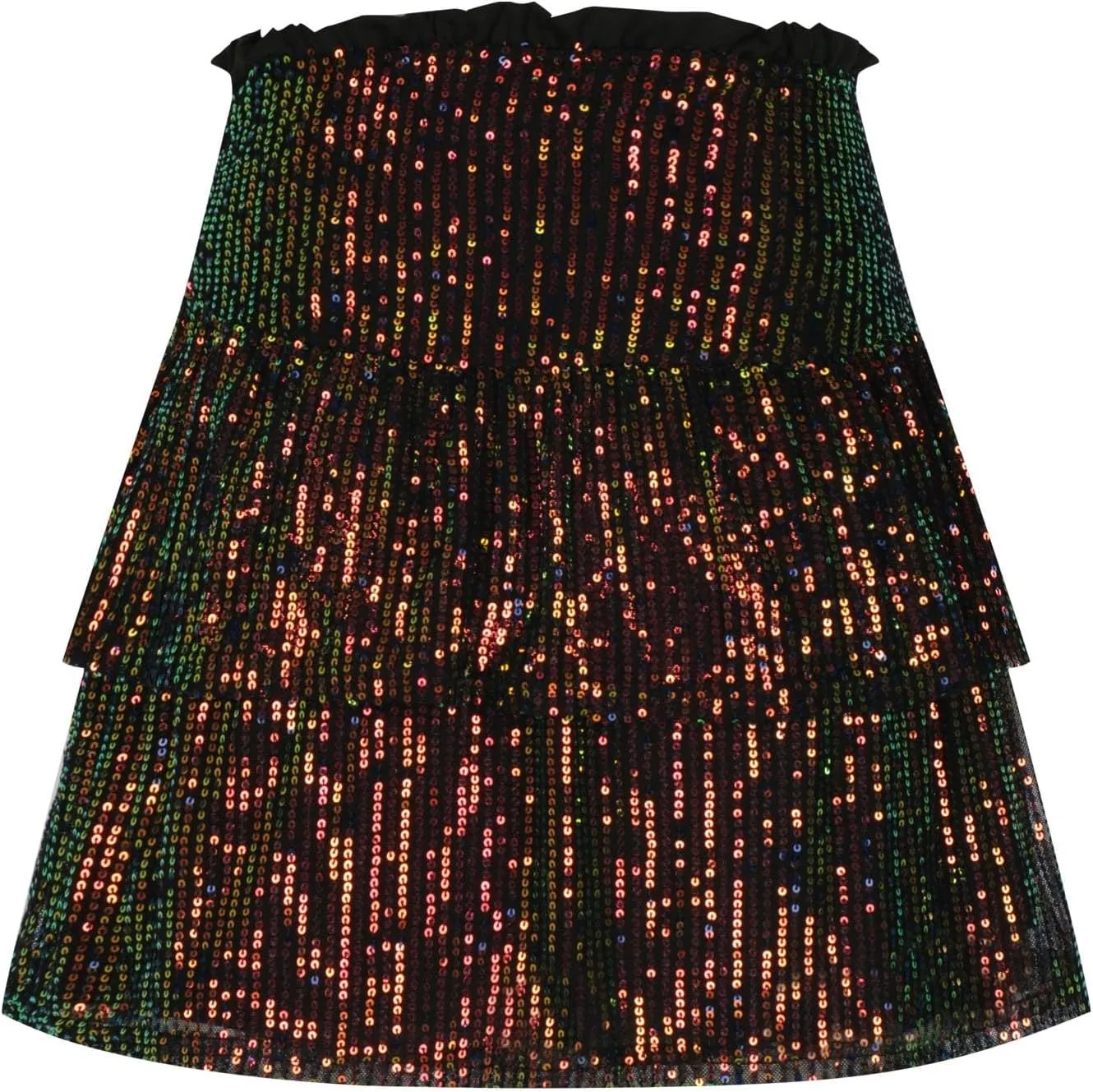 Women Sequin Skirt Sparkly Cute High Waist Ruffle Flowy Shiny Glitter Y2K Mini Short Skirts Night Out Club Party