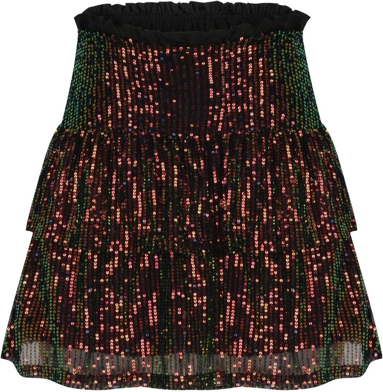 Women Sequin Skirt Sparkly Cute High Waist Ruffle Flowy Shiny Glitter Y2K Mini Short Skirts Night Out Club Party