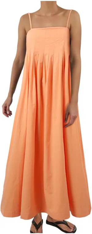 Women Summer Dresses Spaghetti Strap Scoop Neck Smocked Ruffle Loose Flowy Boho Sleeveless Backless Beach Maxi Long Dress