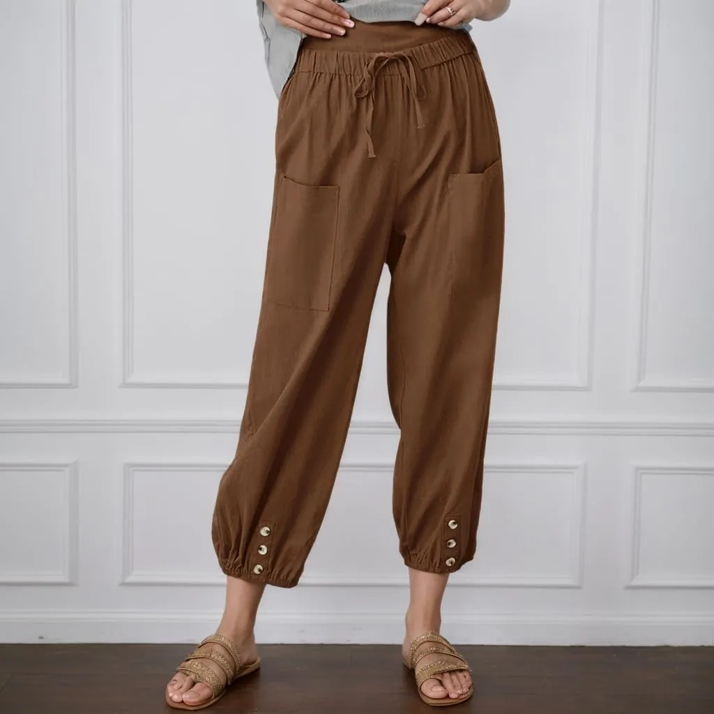 Women Summer Linen Pant 2025 High Waist Drawstring Baggy Pant Casual Loose Boho Vacation Beach Wide Leg Trouser Pocket