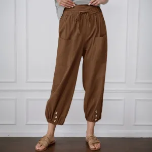 Women Summer Linen Pant 2025 High Waist Drawstring Baggy Pant Casual Loose Boho Vacation Beach Wide Leg Trouser Pocket