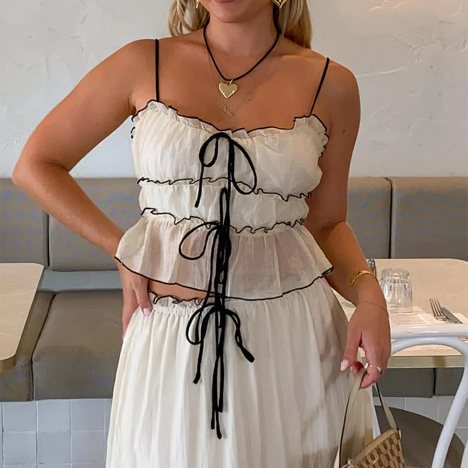 Women Y2k 2 Piece Maxi Skirt Set Floral Crop Top Bodycon Long Skirt Going Out Streetwear Outfits