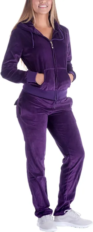 Womens 2 Piece Outfits Velour Tracksuits Long Sleeve Sports Sweatsuits Jogging Velvet Lounge Set