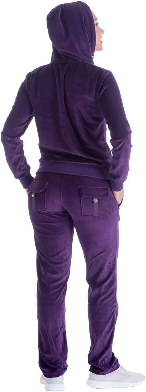 Womens 2 Piece Outfits Velour Tracksuits Long Sleeve Sports Sweatsuits Jogging Velvet Lounge Set