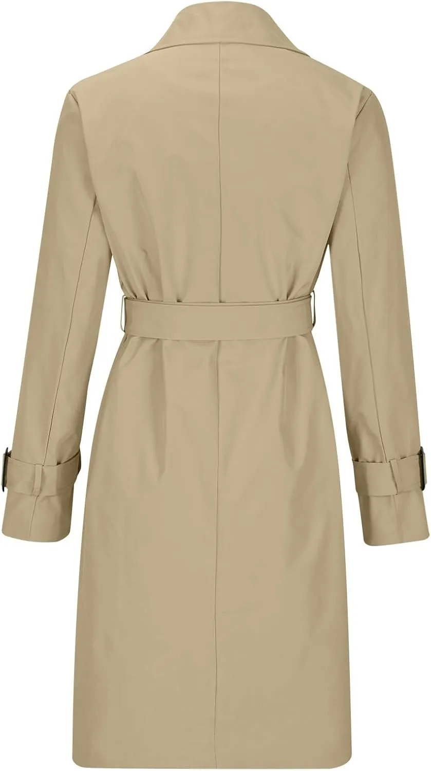 Women's Anoraks Fashion Autumn Winter Solid Color Double Breasted Trench Coat