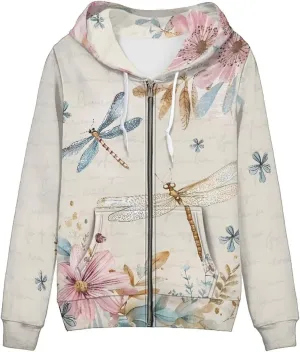 Women's Fall Full Zip Up Hoodie Long Sleeve Oversized Hooded Sweatshirts Pockets Jacket Coat