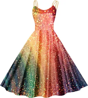 Women's Mardi Gras Dress Color Block Swing Maxi Dress Homecoming Dresses Holiday Carnival Formal Evening Dresses