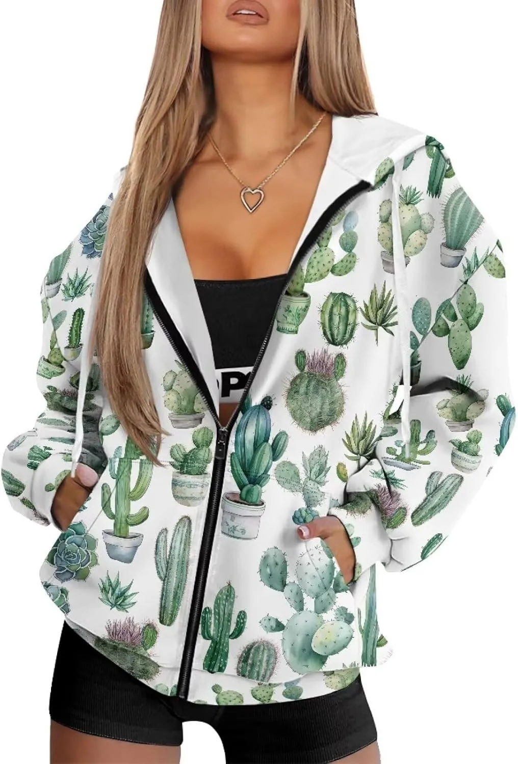 Womens Oversized Hoodie with Zipper and Pocket Hooded Graphic Sweatshirt Women Pullover Sweater Women Size XS-4XL