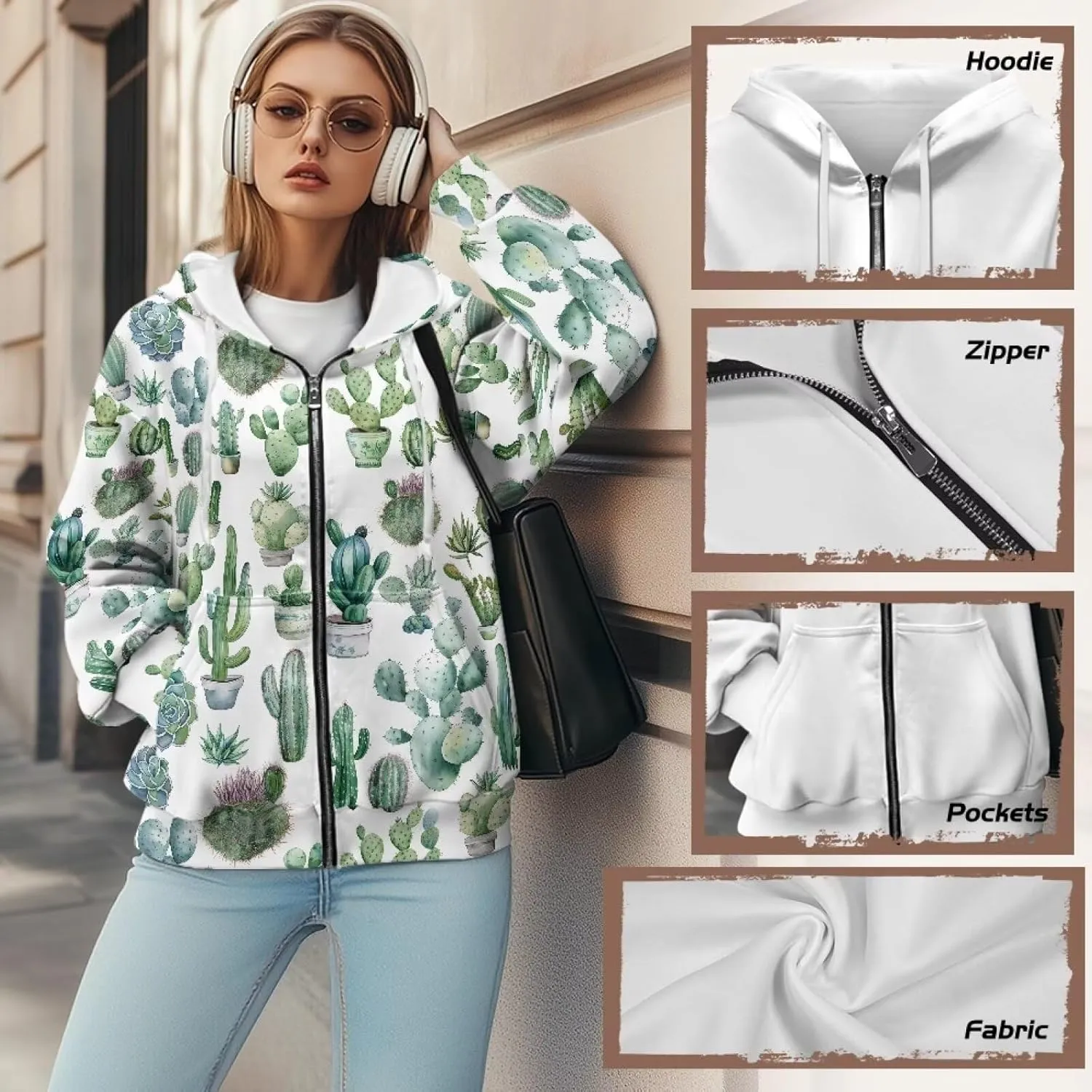 Womens Oversized Hoodie with Zipper and Pocket Hooded Graphic Sweatshirt Women Pullover Sweater Women Size XS-4XL