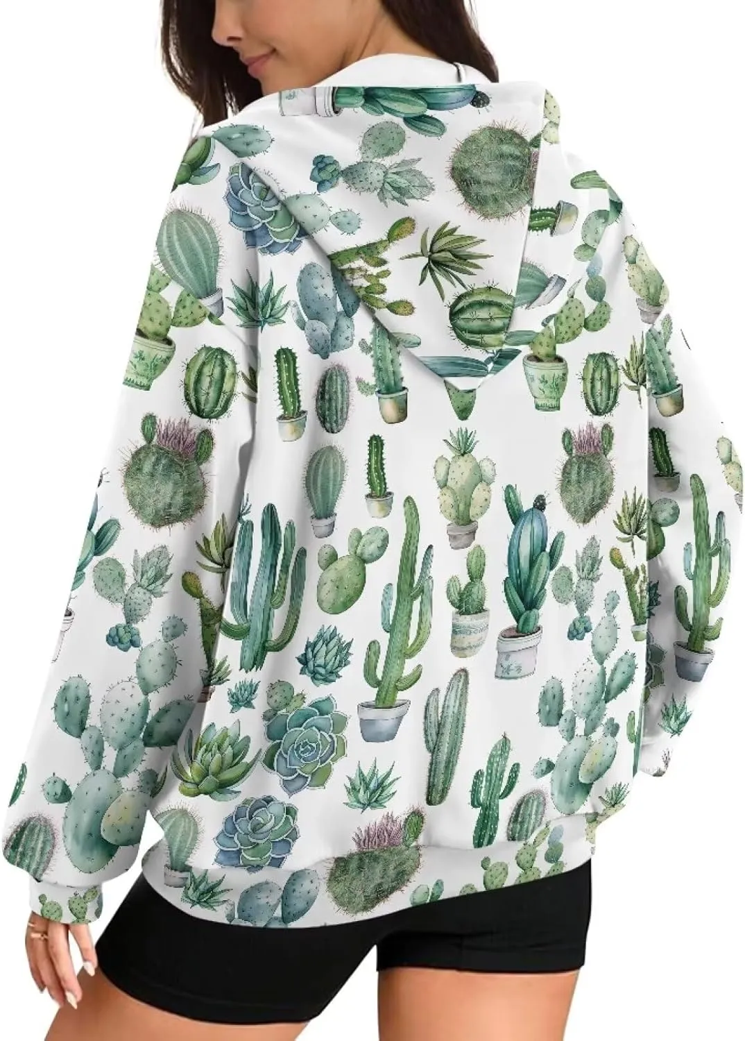 Womens Oversized Hoodie with Zipper and Pocket Hooded Graphic Sweatshirt Women Pullover Sweater Women Size XS-4XL