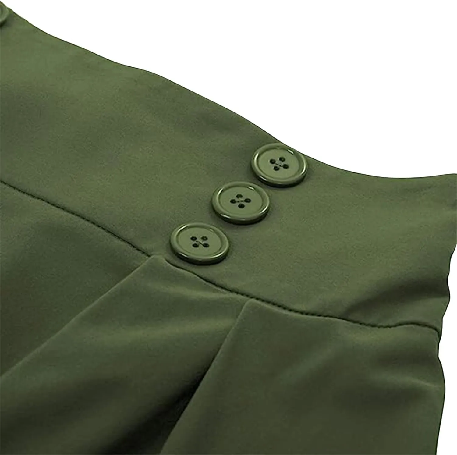 Womens Pleated Skirt High Waist Midi Skirts A Line Vintage Skirts Dressy Casual Button Skirt Elegant Cocktail Skirts
