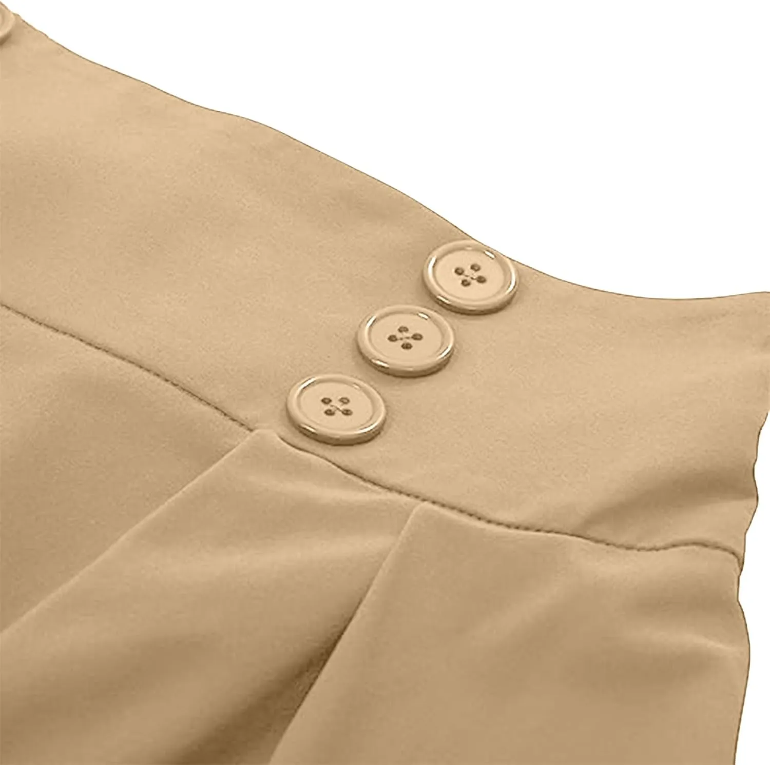Womens Pleated Skirt High Waist Midi Skirts A Line Vintage Skirts Dressy Casual Button Skirt Elegant Cocktail Skirts