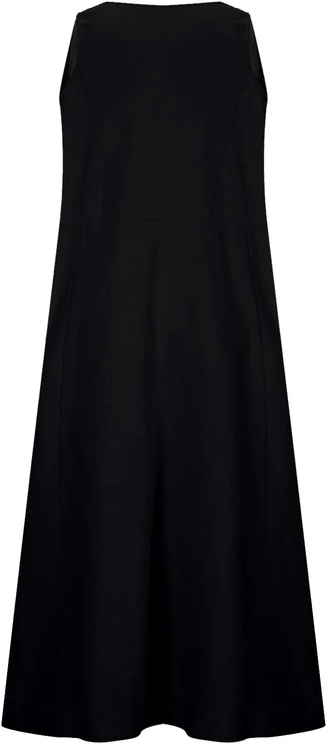 Women's Plus Size Summer Floral Dresses 2025 Trendy Sleeveless Dresses Casual Baggy Flowy Maxi Sun Dresses Pocket