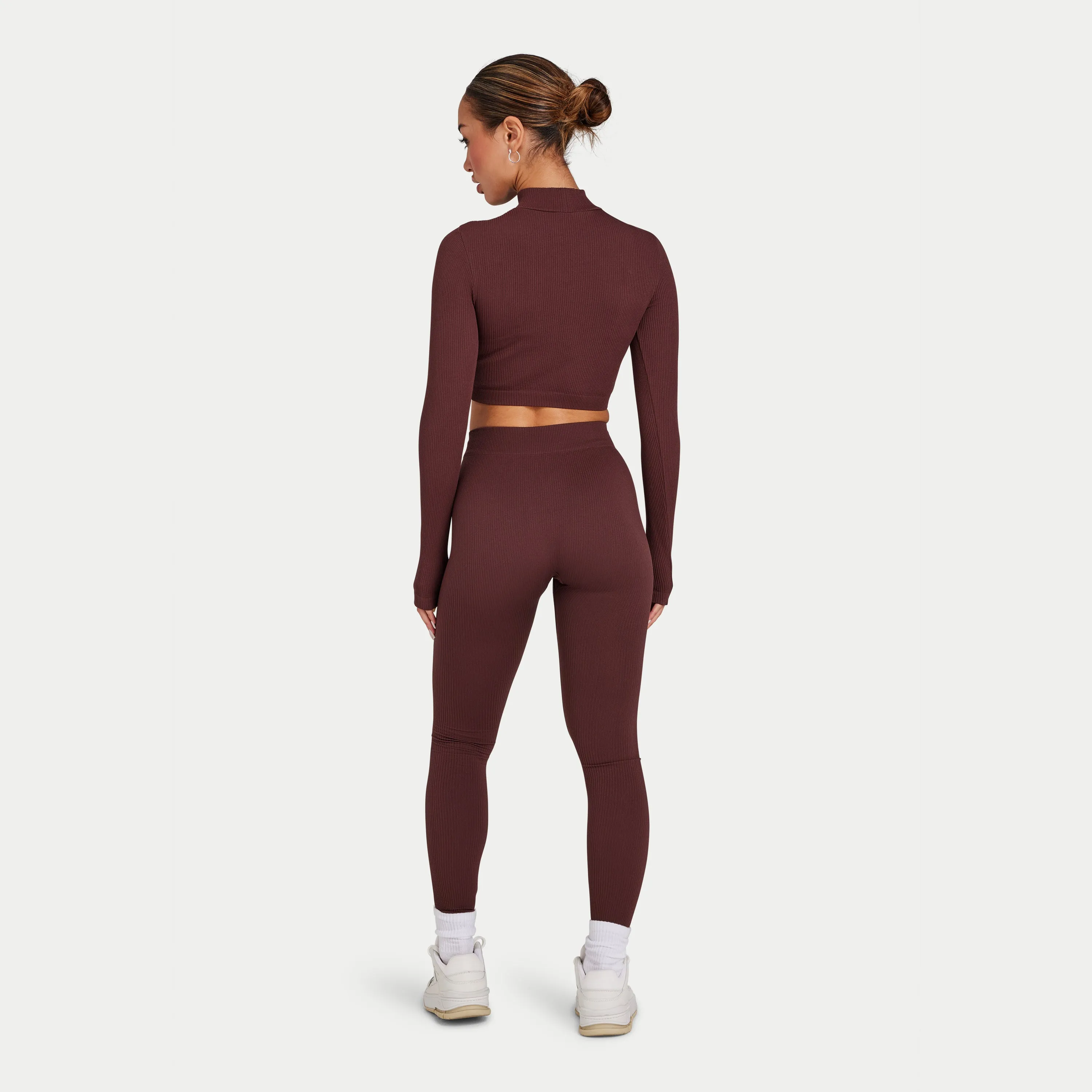 Womens Ribbed Base Legging - Mahogany Brown
