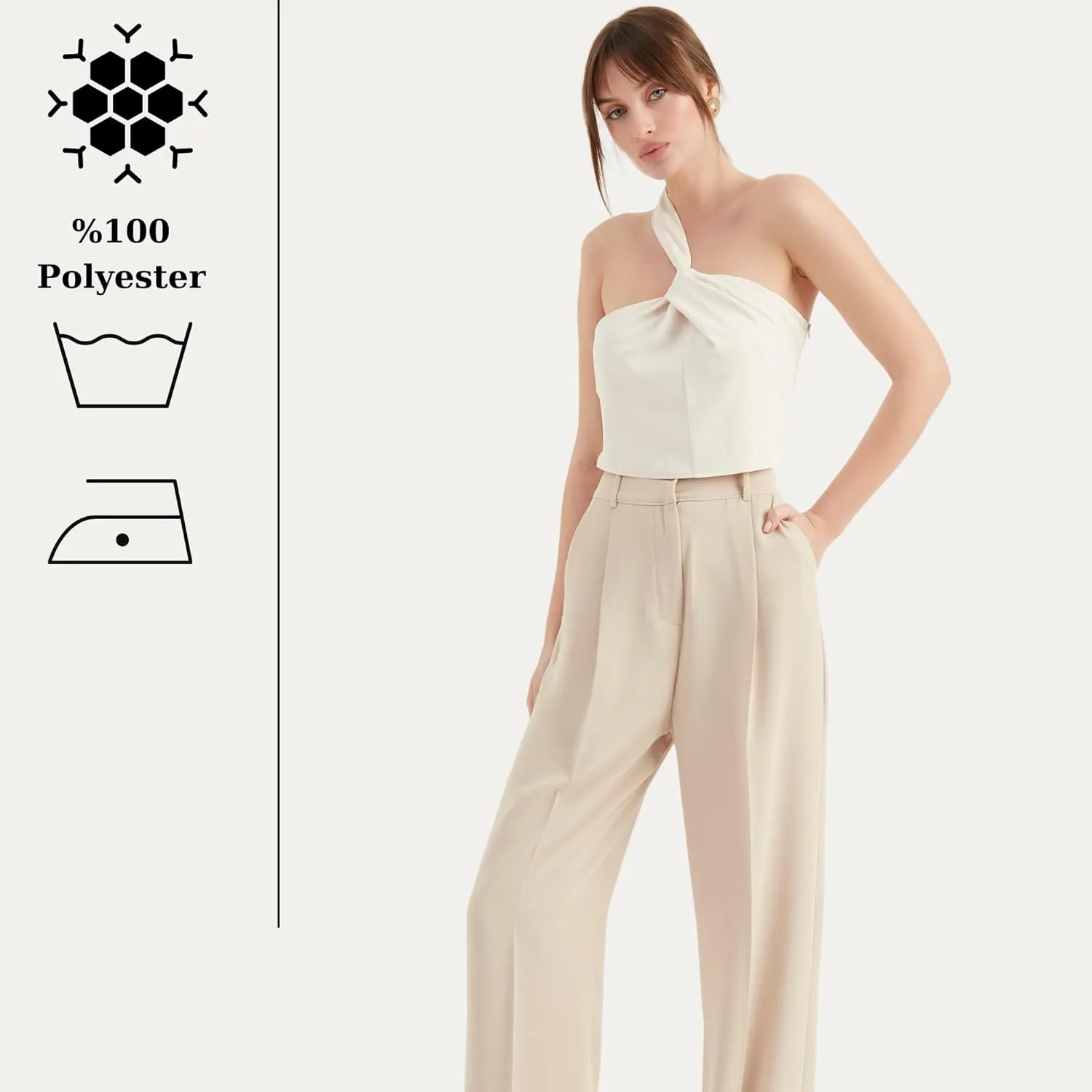 Women's Satin Pant | Casual Wide Leg High Waist Palazzo Trousers | Summer Pleated Women Pant Clothing