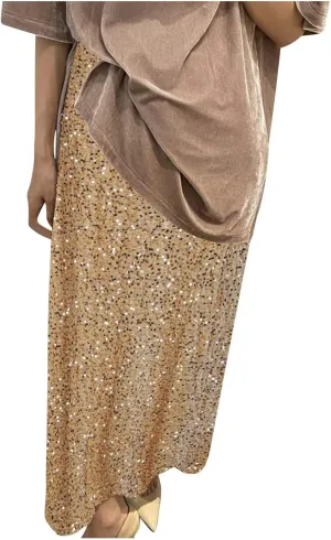 Womens Sequin Skirts Sparkle Glitter High Waisted Skirt Elegant Long Maxi Skirt Flowy Evening Night Out Party Skirts