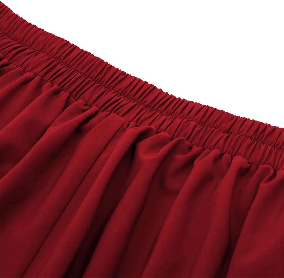 Women's Solid Color High Waist Pleated Skirt with Pocket 50S Retro Button A-Line Skirt