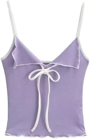 Women's Solid Color Style Strappy Camisole Sexy V Neck Sleeveless Slim Fit Short Camisole Top