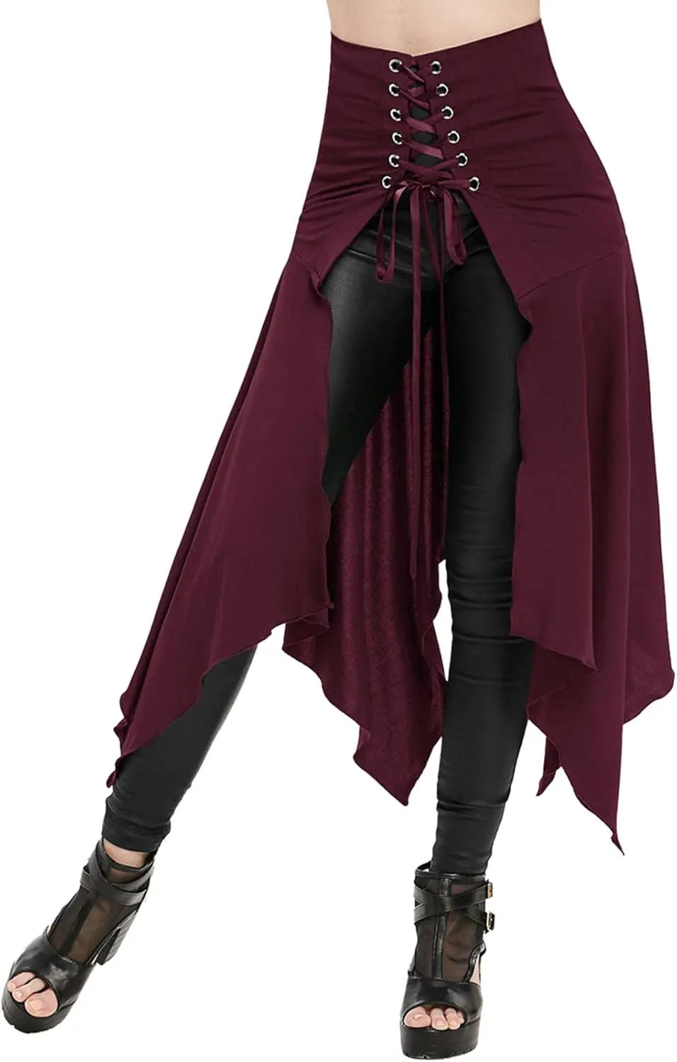 Women's Steampunk Gothic Vintage Victorian Gypsy Hippie Party Skirt Open Front Overskirt Halloween Costume Cosplay