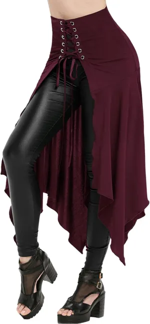 Women's Steampunk Gothic Vintage Victorian Gypsy Hippie Party Skirt Open Front Overskirt Halloween Costume Cosplay
