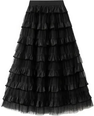 Women's Summer Elastic Waist High Waist Beach Outfits A-Line Tiered Maxi Skirt Bohemian Print Casual Long Skirt