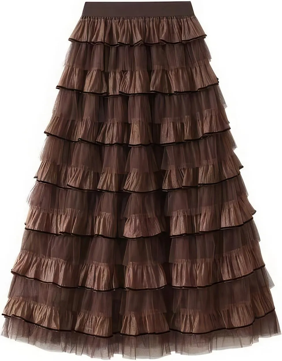 Women's Summer Elastic Waist Tiered Maxi Skirt High Waist Casual Beach Outfits Bohemian Print A-Line Long Skirt