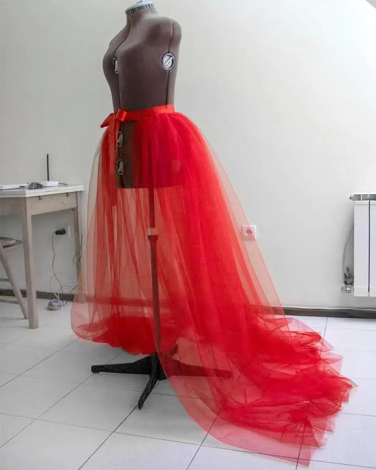Women's Tulle Tutu Lace Plus Size Skirt Steampunk Tie On Belt Overskirt Costume Wedding Party Prom Long Maxi Dresses