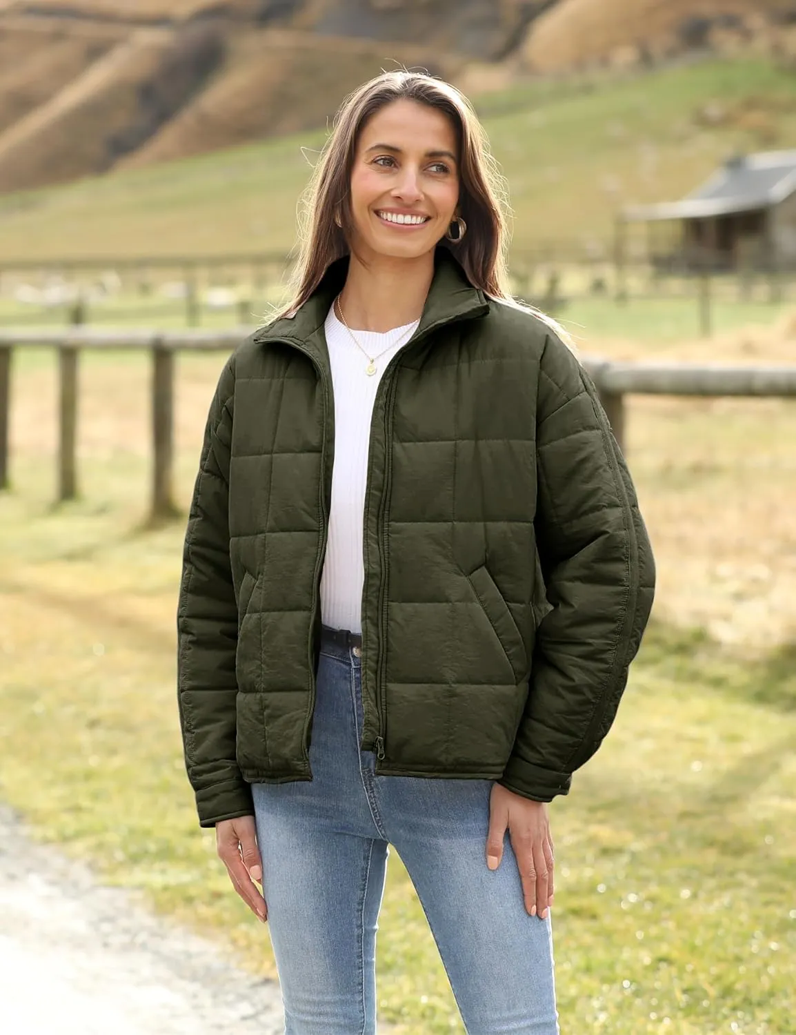Xiaoxuemeng Womens Quilted Puffer Jacket Zip Up Lightweight Padded Coat Outwear