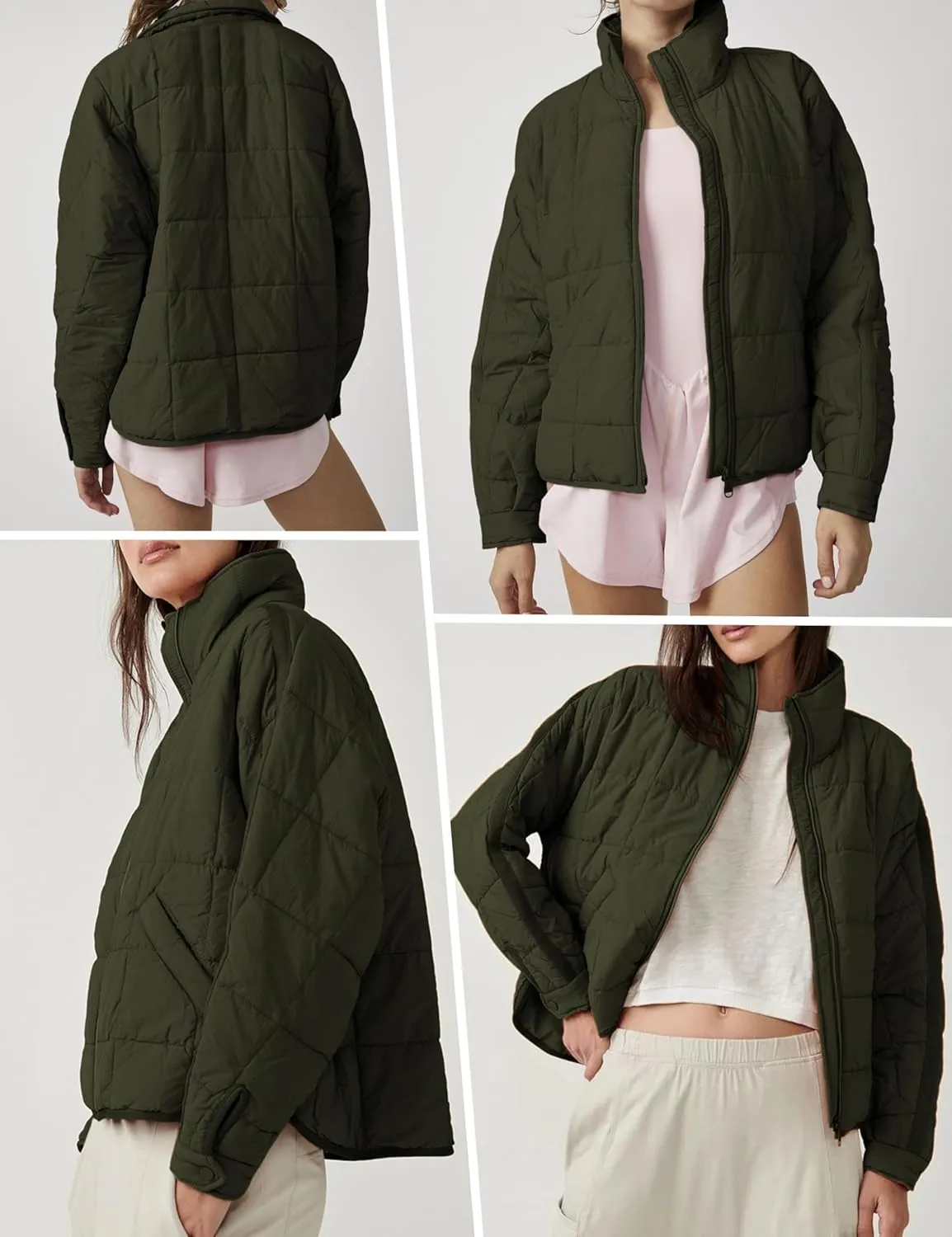 Xiaoxuemeng Womens Quilted Puffer Jacket Zip Up Lightweight Padded Coat Outwear