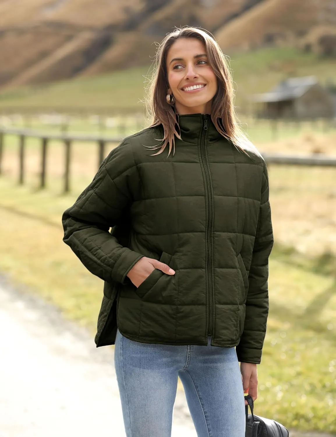 Xiaoxuemeng Womens Quilted Puffer Jacket Zip Up Lightweight Padded Coat Outwear