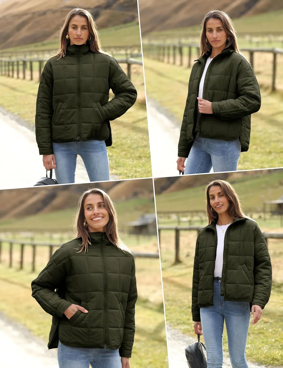 Xiaoxuemeng Womens Quilted Puffer Jacket Zip Up Lightweight Padded Coat Outwear