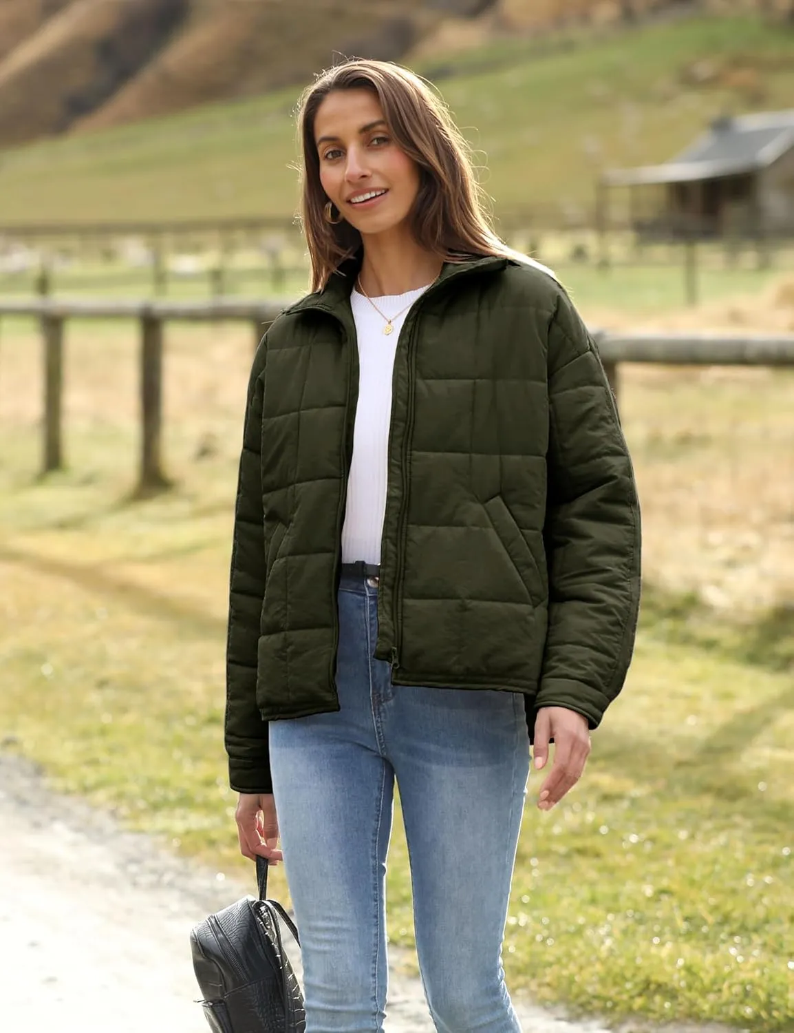 Xiaoxuemeng Womens Quilted Puffer Jacket Zip Up Lightweight Padded Coat Outwear