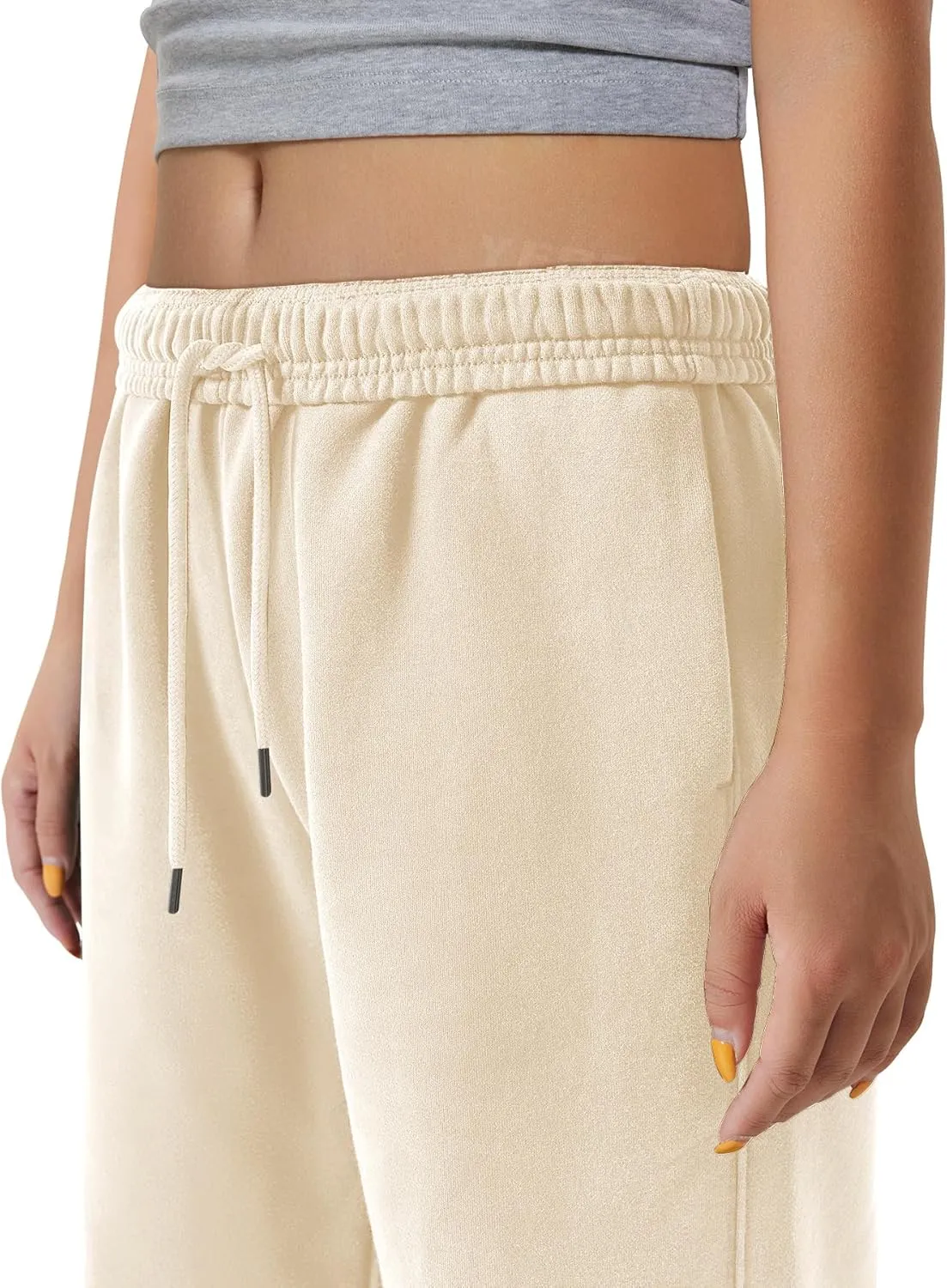 YEOREO Women's Wide Leg Sweatpants Drawstring Baggy Sweatpants Penny Fleece Lined Lounge Pants with Pockets