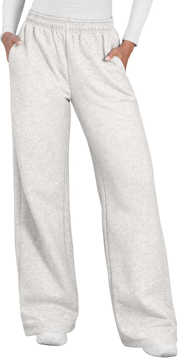 YEOREO Women's Wide Leg Sweatpants Drawstring Baggy Sweatpants Penny Fleece Lined Lounge Pants with Pockets