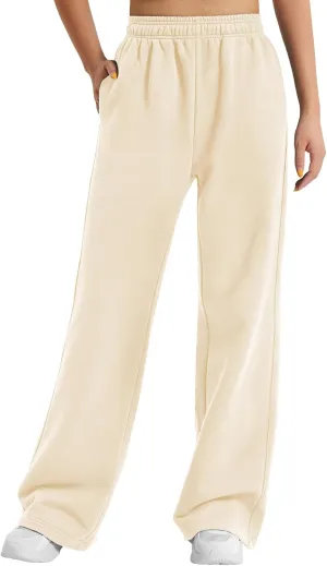 YEOREO Women's Wide Leg Sweatpants Drawstring Baggy Sweatpants Penny Fleece Lined Lounge Pants with Pockets