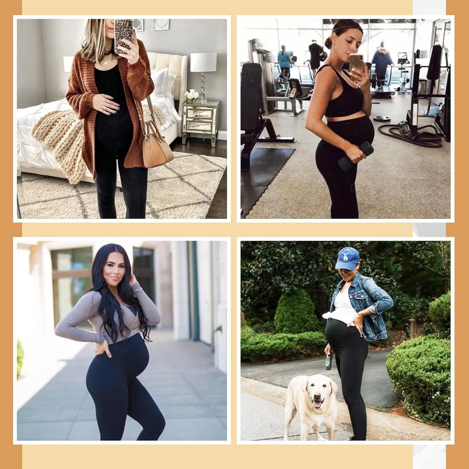 YOLIX Maternity Leggings Over The Belly with Pockets, Womens Black Workout Pregnancy Yoga Pants