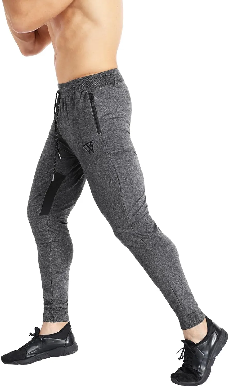 ZENWILL Mens Tapered Workout Running Pants,Gym Jogger Training Sweatpants Slim Fit with Zip Pockets