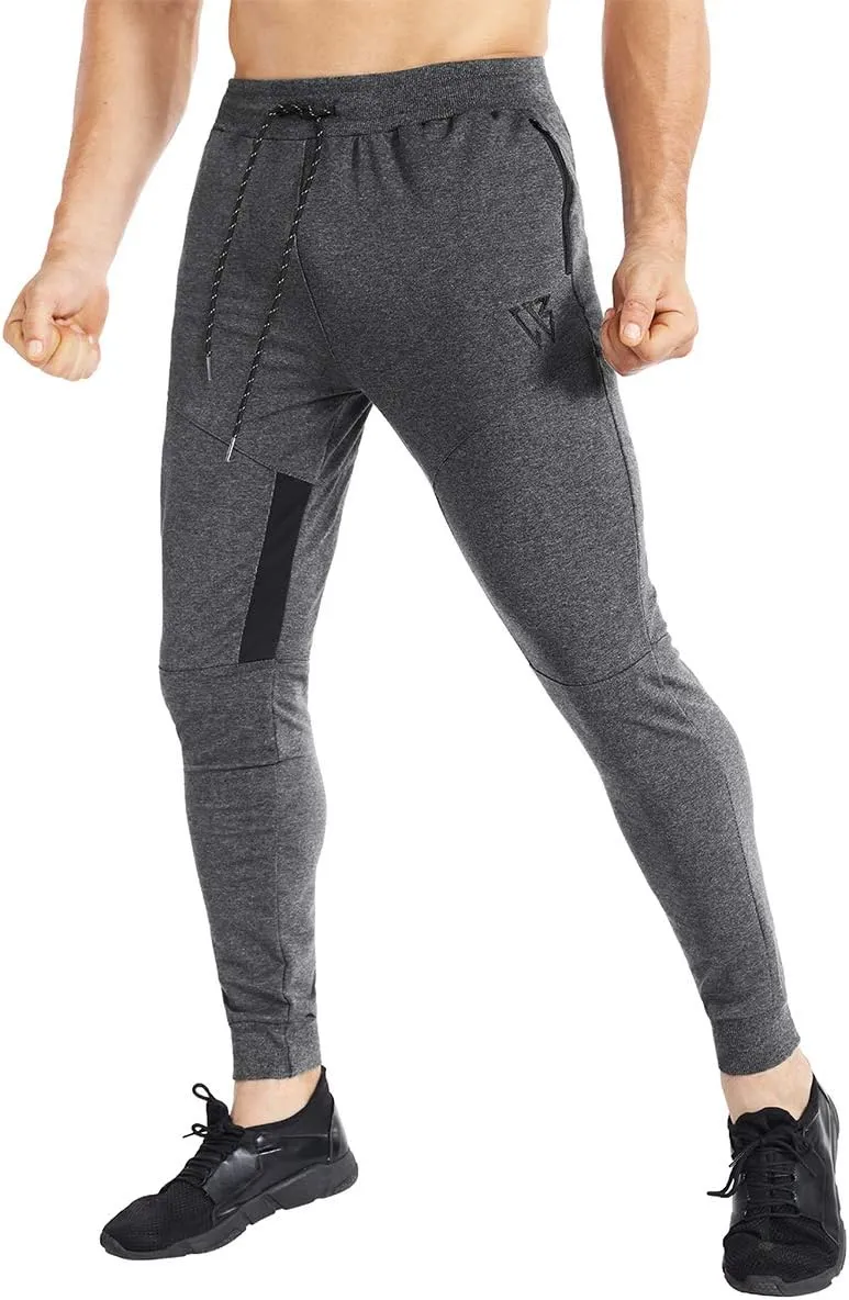 ZENWILL Mens Tapered Workout Running Pants,Gym Jogger Training Sweatpants Slim Fit with Zip Pockets