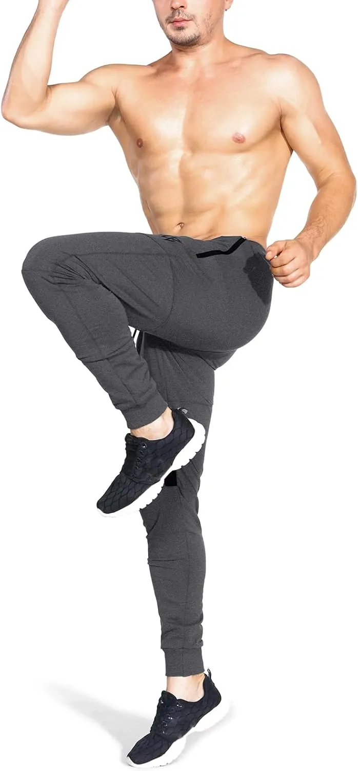 ZENWILL Mens Tapered Workout Running Pants,Gym Jogger Training Sweatpants Slim Fit with Zip Pockets