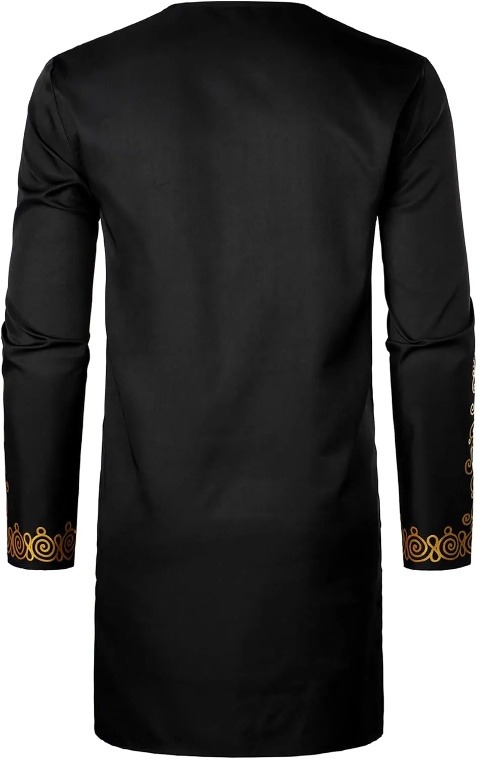 ZEROYAA Men's Africa Suit Long Sleeve Bronzing Print Shirt and Pants Outfit Traditional 2 Piece Set