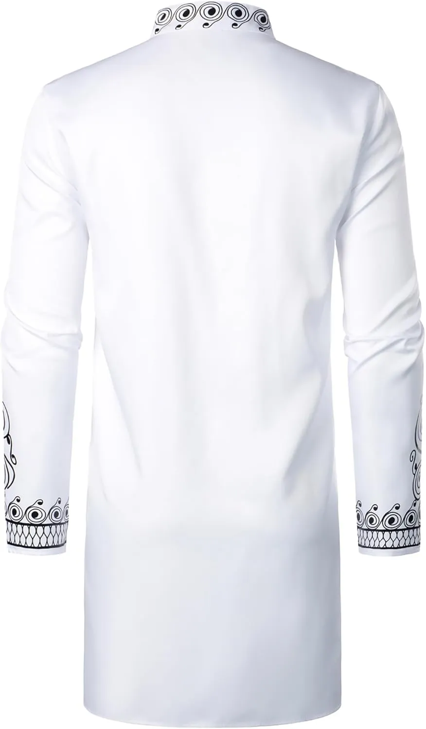 ZEROYAA Men's Africa Suit Long Sleeve Bronzing Print Shirt and Pants Outfit Traditional 2 Piece Set